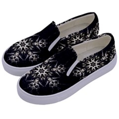 Bnw Mandala Kids  Canvas Slip Ons by MRNStudios