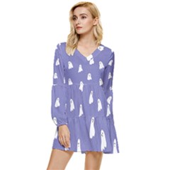 Ghost  Tiered Long Sleeve Mini Dress by SychEva