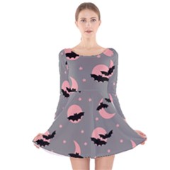 Bat Long Sleeve Velvet Skater Dress