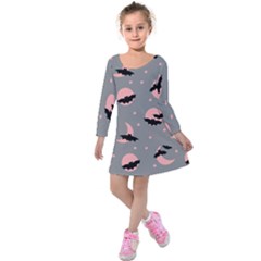 Bat Kids  Long Sleeve Velvet Dress