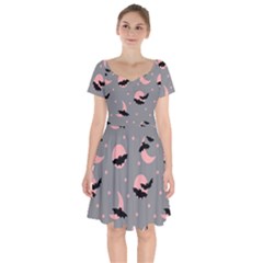 Bat Short Sleeve Bardot Dress