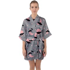 Bat Half Sleeve Satin Kimono 