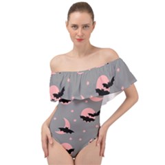 Bat Off Shoulder Velour Bodysuit 