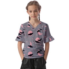 Bat Kids  V-neck Horn Sleeve Blouse