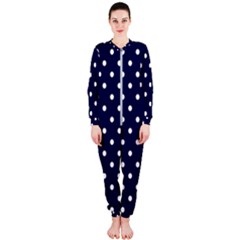 1950 Navy Blue White Dots Onepiece Jumpsuit (ladies)  by SomethingForEveryone