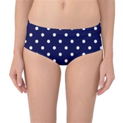 1950 Navy Blue White Dots Mid-waist Bikini Bottoms by SomethingForEveryone