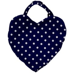 1950 Navy Blue White Dots Giant Heart Shaped Tote by SomethingForEveryone