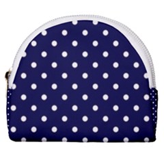 1950 Navy Blue White Dots Horseshoe Style Canvas Pouch by SomethingForEveryone