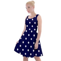 1950 Navy Blue White Dots Knee Length Skater Dress by SomethingForEveryone