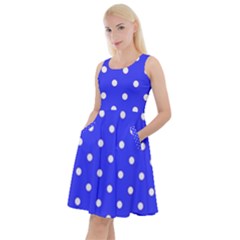 1950 Purple Blue White Dots Knee Length Skater Dress With Pockets by SomethingForEveryone