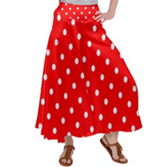 1950 Red White Dots Satin Palazzo Pants by SomethingForEveryone