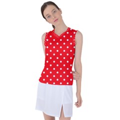1950 Red White Dots Women s Sleeveless Sports Top by SomethingForEveryone