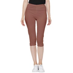 Burnt Sienna Inside Out Lightweight Velour Capri Leggings  by kiernankallan