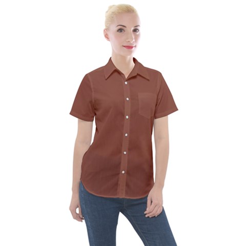 Burnt Sienna Women s Short Sleeve Pocket Shirt by kiernankallan