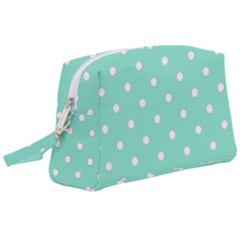 1950 Sea Foam Green White Dots Wristlet Pouch Bag (large) by SomethingForEveryone