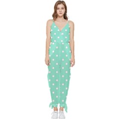 1950 Sea Foam Green White Dots Sleeveless Tie Ankle Jumpsuit by SomethingForEveryone