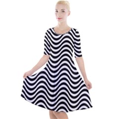 Waves Quarter Sleeve A-line Dress by SomethingForEveryone