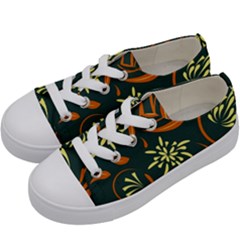 Folk Flowers Pattern Floral Surface Kids  Low Top Canvas Sneakers by Eskimos