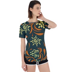 Folk Flowers Pattern Floral Surface Perpetual Short Sleeve T-shirt by Eskimos