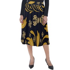 Folk Flowers Pattern Floral Surface Classic Velour Midi Skirt  by Eskimos