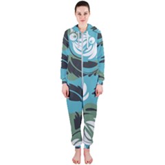 Folk Flowers Pattern Floral Surface Hooded Jumpsuit (ladies)  by Eskimos