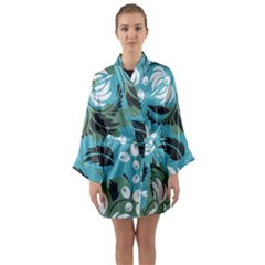 Folk Flowers Pattern Floral Surface Long Sleeve Satin Kimono by Eskimos