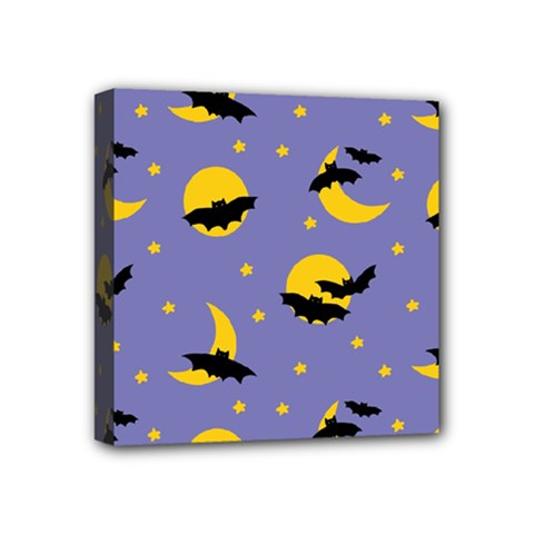 Bats With Yellow Moon Mini Canvas 4  X 4  (stretched) by SychEva