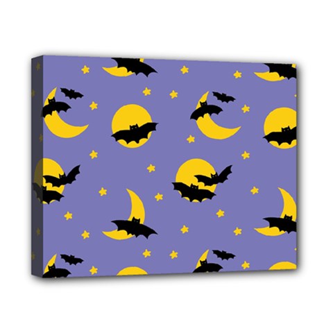 Bats With Yellow Moon Canvas 10  X 8  (stretched) by SychEva