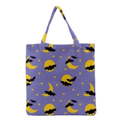 Bats With Yellow Moon Grocery Tote Bag by SychEva