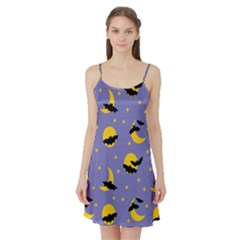 Bats With Yellow Moon Satin Night Slip by SychEva