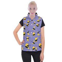 Bats With Yellow Moon Women s Button Up Vest by SychEva