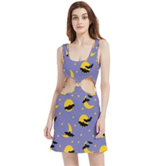 Bats With Yellow Moon Velvet Cutout Dress by SychEva