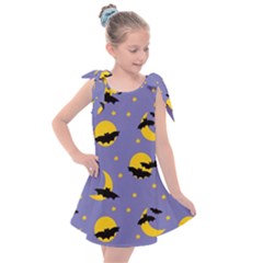 Bats With Yellow Moon Kids  Tie Up Tunic Dress by SychEva