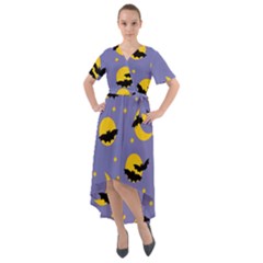 Bats With Yellow Moon Front Wrap High Low Dress by SychEva