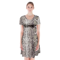 Snake Skin Short Sleeve V-neck Flare Dress