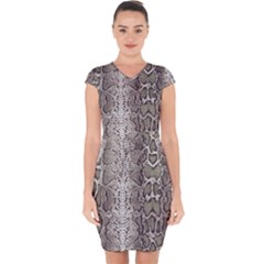 Snake Skin Capsleeve Drawstring Dress 