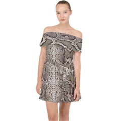 Snake Skin Off Shoulder Chiffon Dress by LoolyElzayat