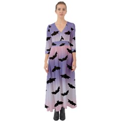 The Bats Button Up Boho Maxi Dress by SychEva