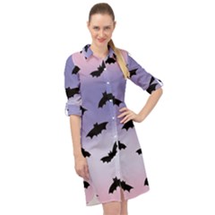 The Bats Long Sleeve Mini Shirt Dress