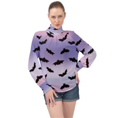 The Bats High Neck Long Sleeve Chiffon Top