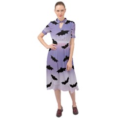 The Bats Keyhole Neckline Chiffon Dress