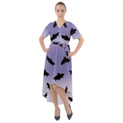 The Bats Front Wrap High Low Dress by SychEva