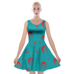 Red Drops Velvet Skater Dress by SychEva