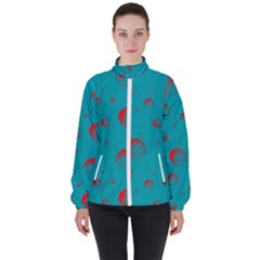 Red Drops Women s High Neck Windbreaker by SychEva