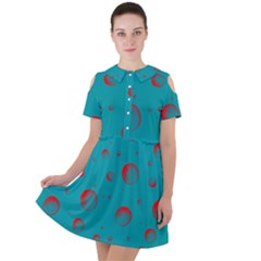 Red Drops Short Sleeve Shoulder Cut Out Dress  by SychEva