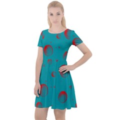 Red Drops Cap Sleeve Velour Dress  by SychEva