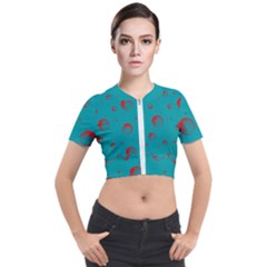 Red Drops Short Sleeve Cropped Jacket by SychEva