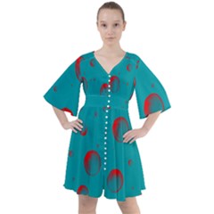 Red Drops Boho Button Up Dress by SychEva
