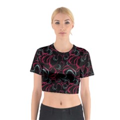Blue And Red Stains Cotton Crop Top by SychEva