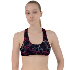 Blue And Red Stains Criss Cross Racerback Sports Bra by SychEva